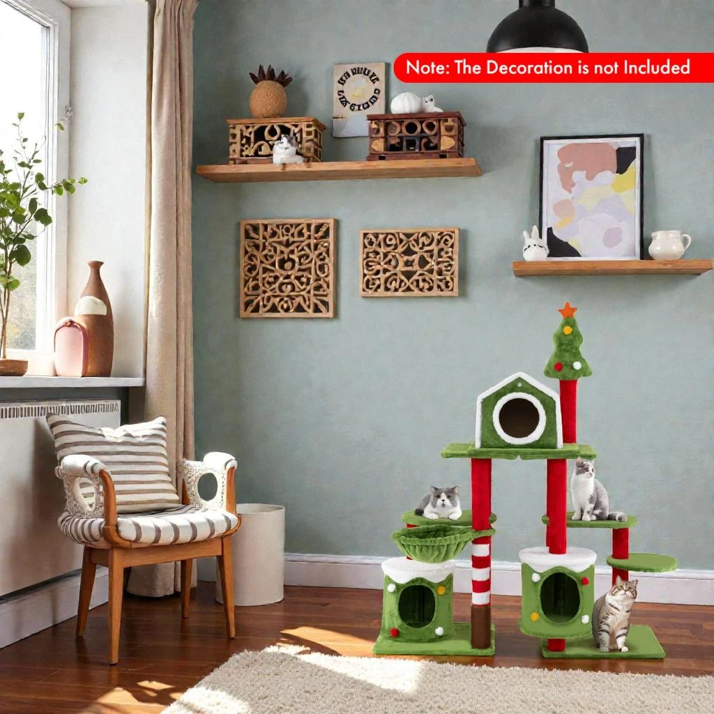 Hivvago 58" Multi-Level Cat Tower with Condos for Climbing and Jumping 2