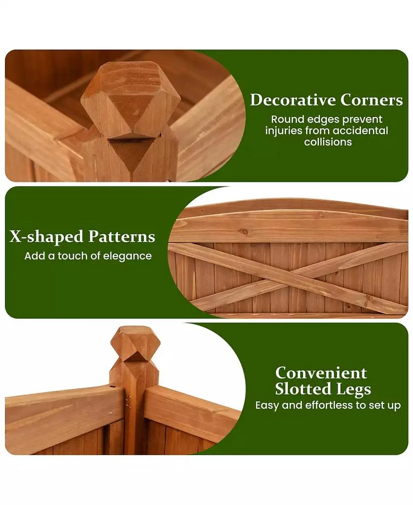 GOUUN Wooden Raised Garden Bed Drainage Holes for Patio Garden 10