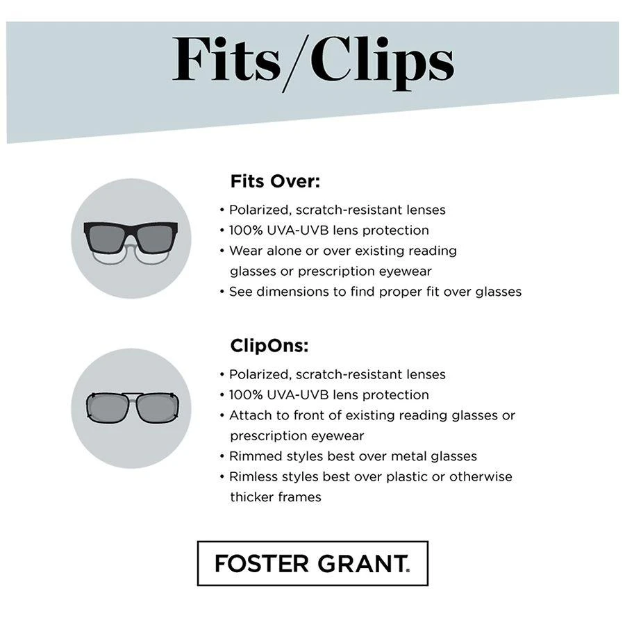 Foster Grant Clip On Sunglasses RECG 58 2