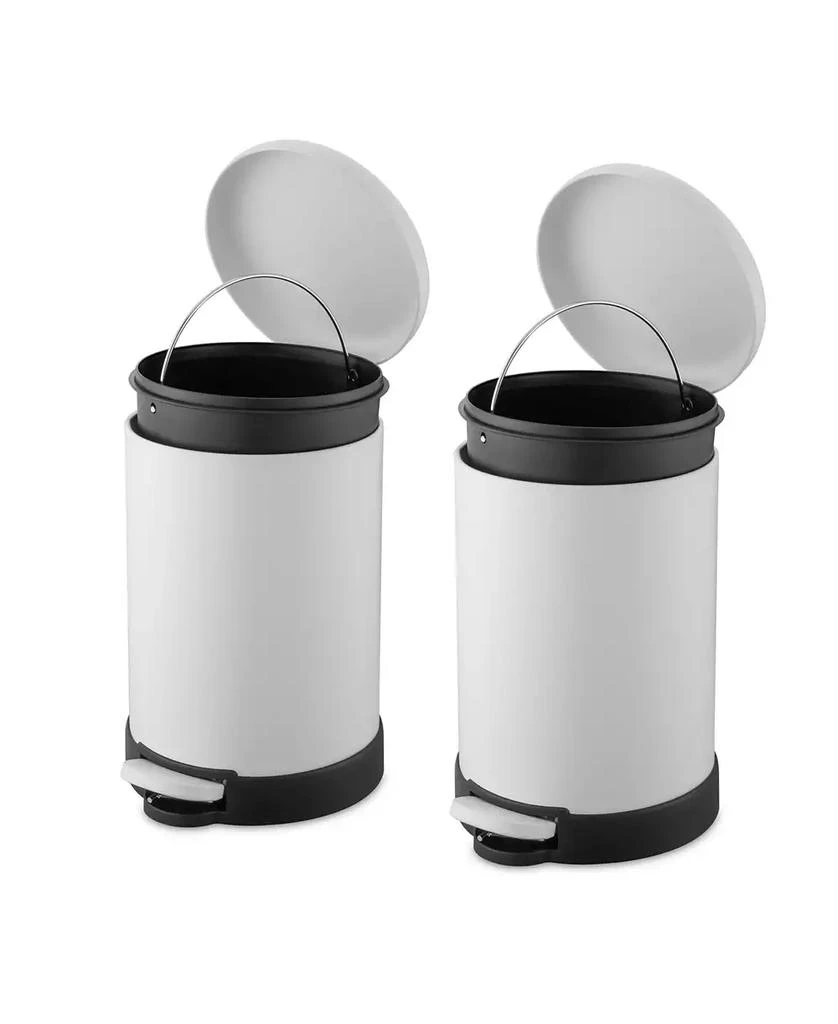 QualiaZero 6L / 1.6 Gal + 6L / 1.6 Gal Round Stainless Steel Step Can Combo - Matte White 2