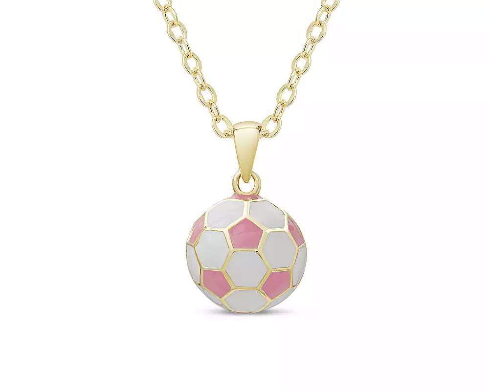 Lily Nily Girls Pink and White Soccer Ball Pendant