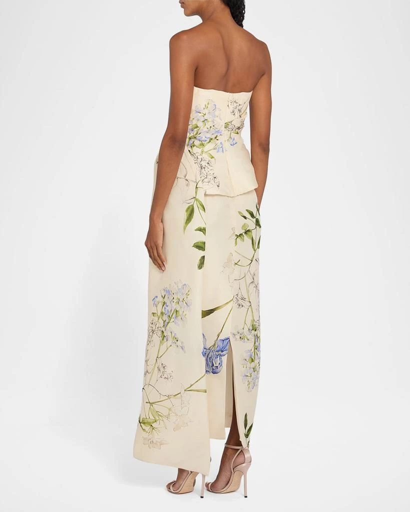 Monique Lhuillier Iris Gazar Silk Strapless Peplum Drape Ankle Gown 3