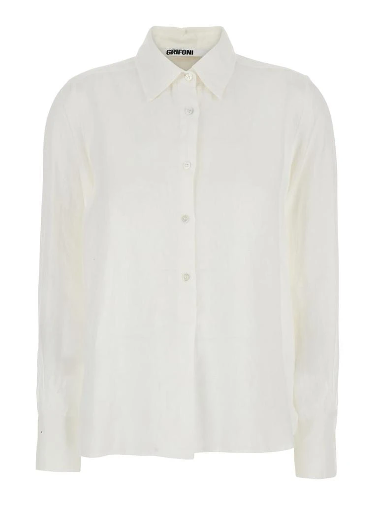 MAURO GRIFONI White Shirt With Classic Collar In Linen Woman 1