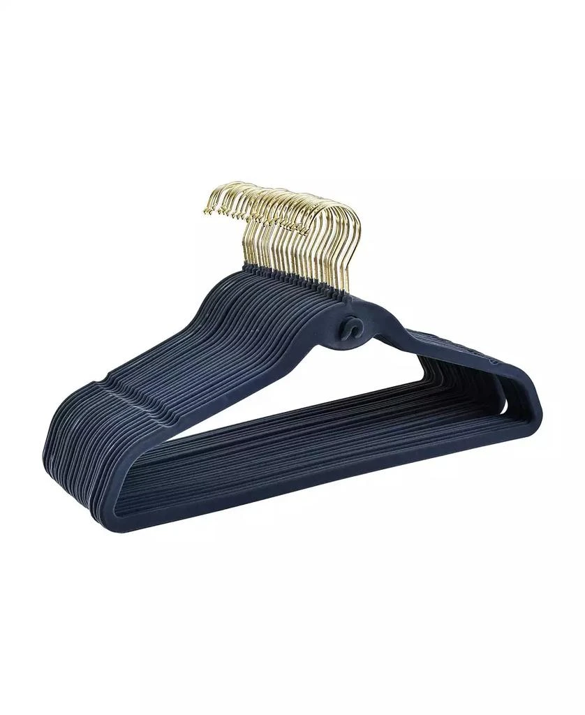 Trio Essentials 20PK Heavy Duty Velvet Hangers with Cascade Hook, 360 Degree Rotatable Hook Navy