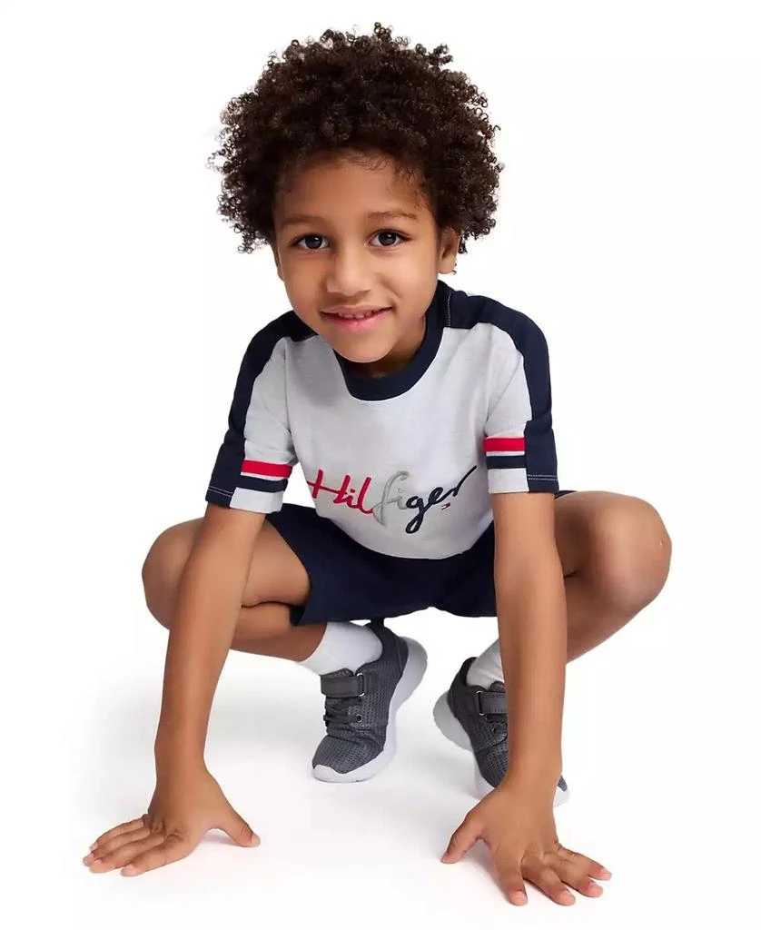 Tommy Hilfiger Toddler Boys 2-Piece Signature Crewneck T-Shirt and Twill Shorts Set 3
