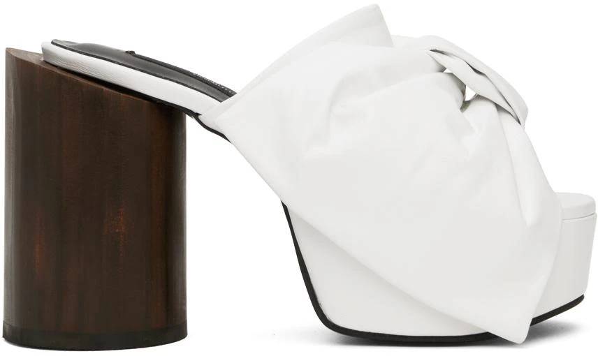 pushBUTTON White Ribbon Platform Heels 1