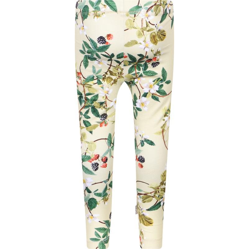 MOLO Blackberry vines print organic leggings in light green