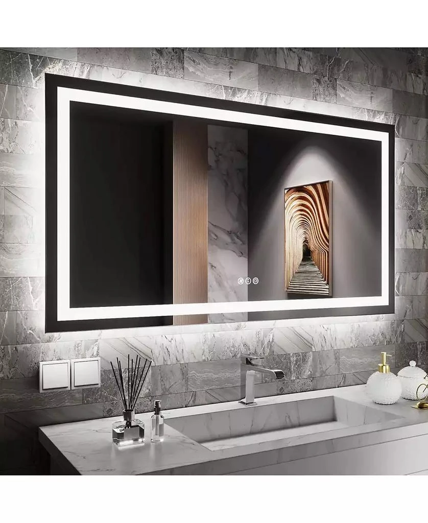 Amorho LED Bathroom Mirror, With Front Light and Backlit, Stepless Dimmable Wall Mount Mirrors
