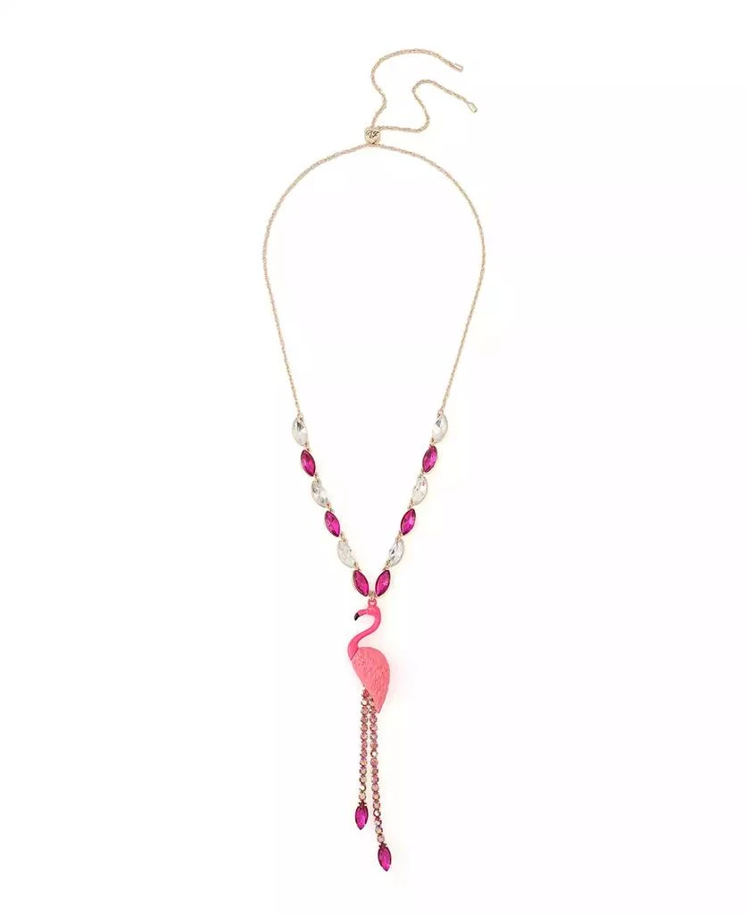 Betsey Johnson Faux Stone Backyard Flamingo Adjustable Y-Necklace 1