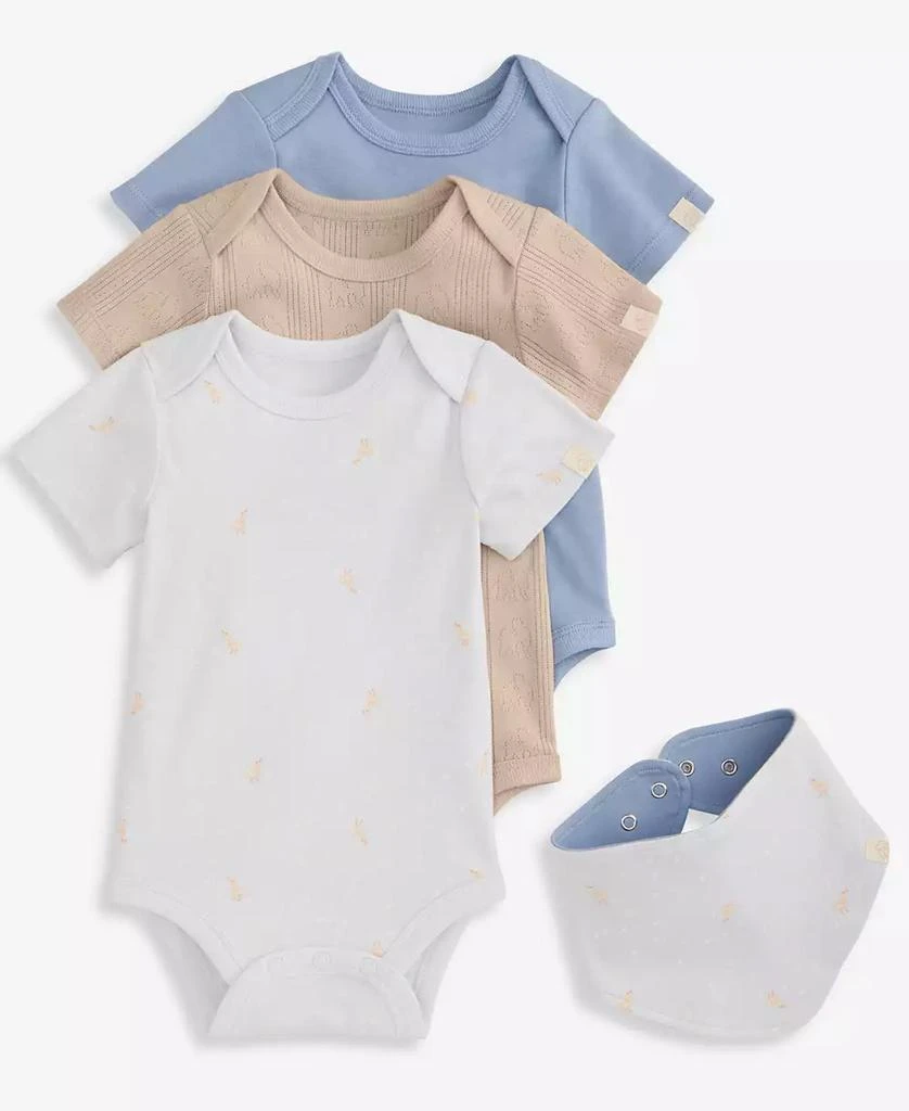 First Impressions Everyday Baby Essentials Baby Boys' 3-Pack Cotton Bodysuits & Bib Set, Macy's Exclusive