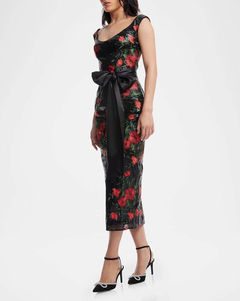 Dress the Population Black Label Francine Floral-Embroidered Sequin Midi Dress 4