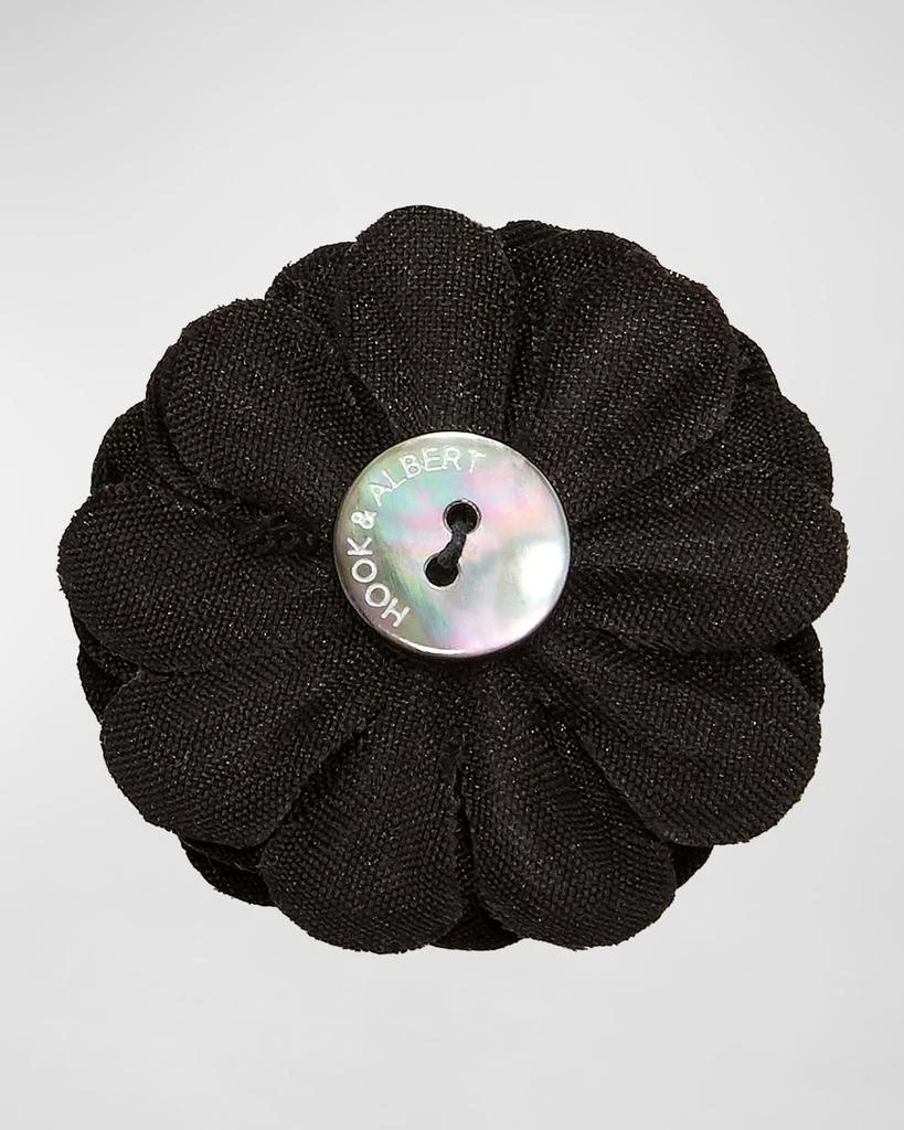 Hook + Albert Satin Dahlia Flower Lapel Pin, Black 2