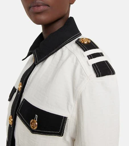 Balmain Embossed denim cropped jacket 4