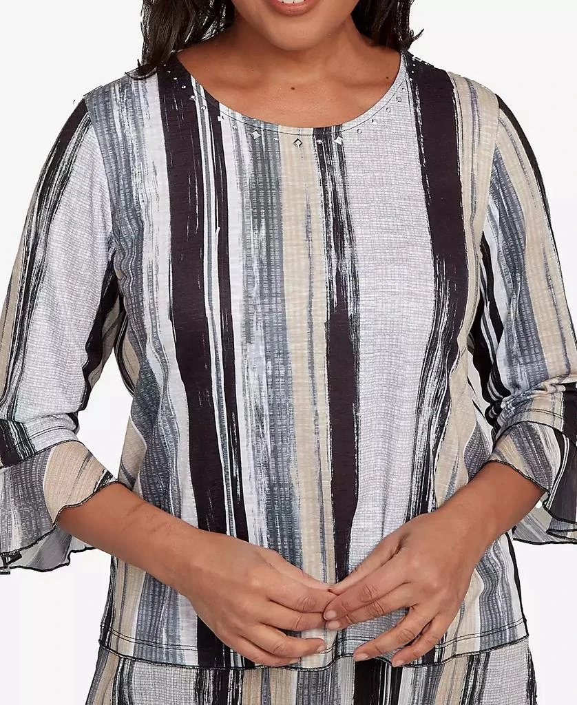 Alfred Dunner Women's Santa Barbara Etched Stripe Bell Sleeve Top 5