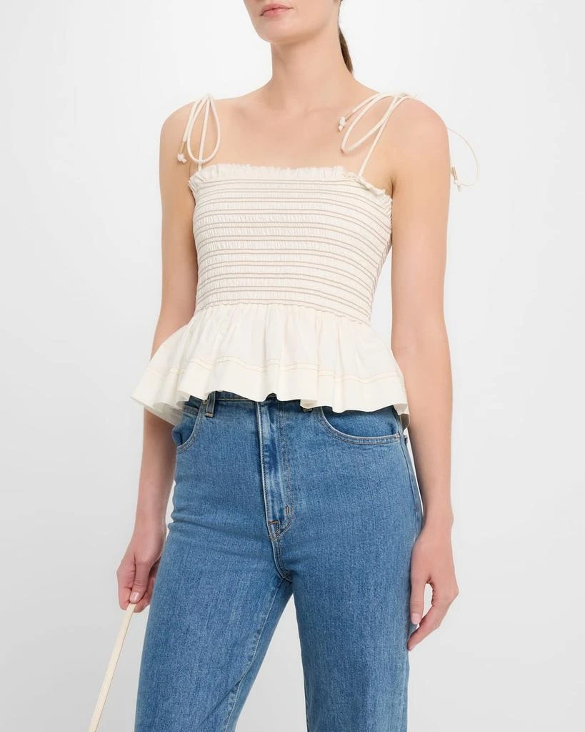 VERONICA BEARD Ophelia Smocked Sleeveless Peplum Top 4