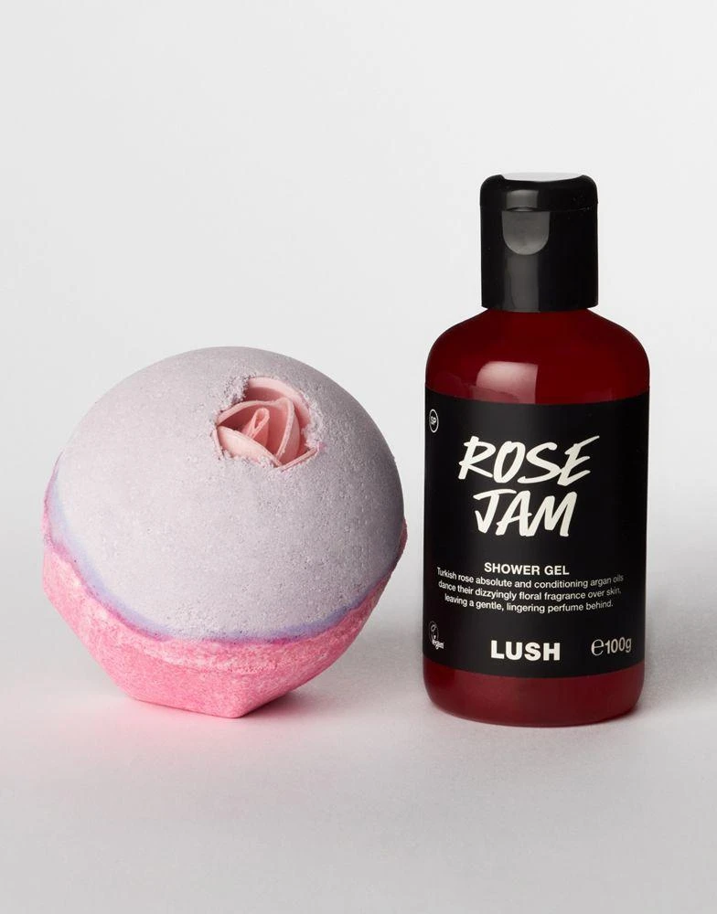 Lush LUSH Sex Bomb Bath Bomb & Rose Jam Shower Gel Duo Set 3