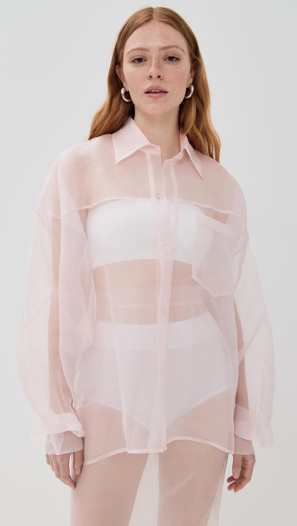 LaQuan Smith Oversized Silk Blouse