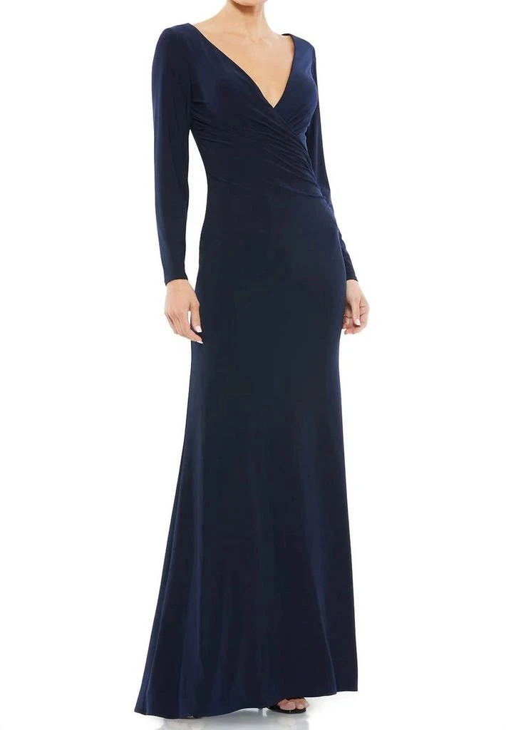 Ieena for Mac Duggal Shirred Evening Gown In Midnight 1