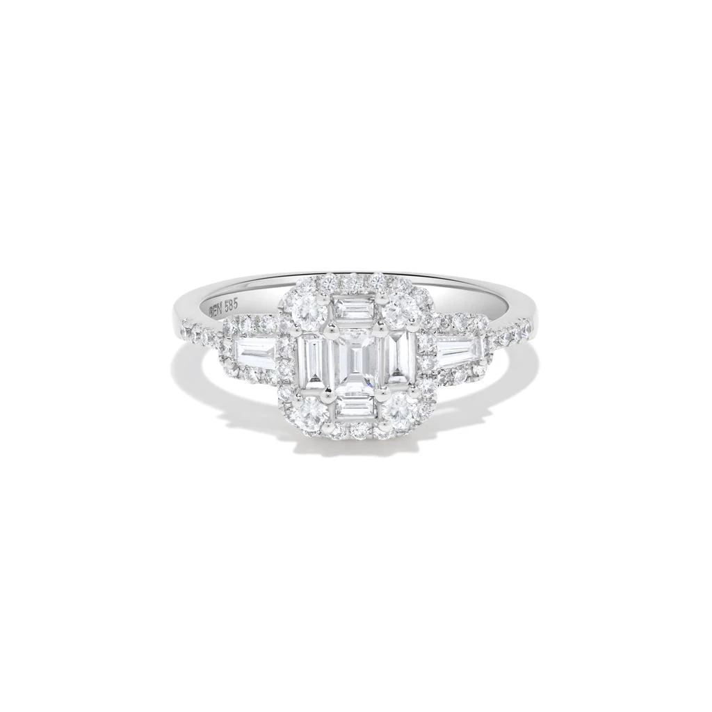 H.J. Namdar 0.83 ct tw Baguette Diamond Cluster Ring 14K White Gold Natural Diamonds Size 6 2