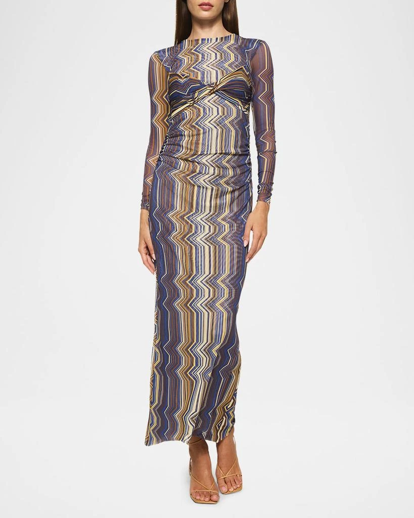 MISA Idris Printed Mesh Maxi Dress 2