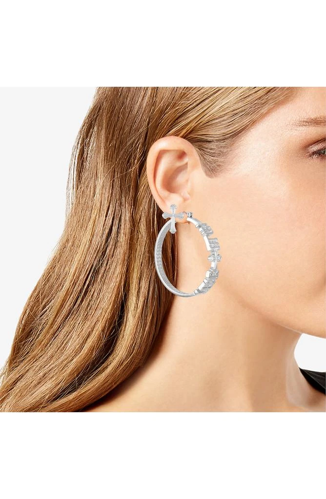 True Religion Cross Studs 
Logo Hoop Earrings 2