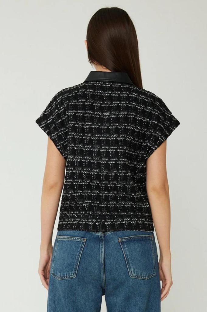 js71 Tyson Button Down Vest In Black/silver