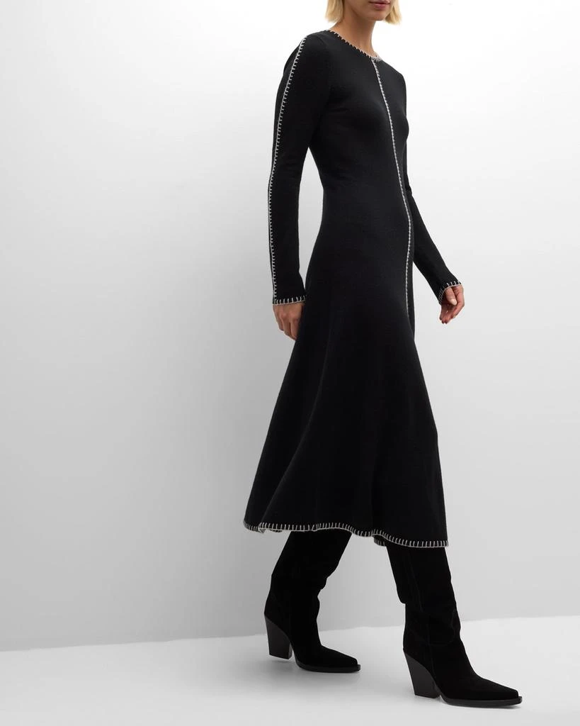 Autumn Cashmere Blanket-Stitch Cashmere Midi Dress 7