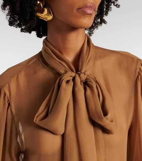 Yves Saint Laurent Tie-neck silk chiffon blouse 4