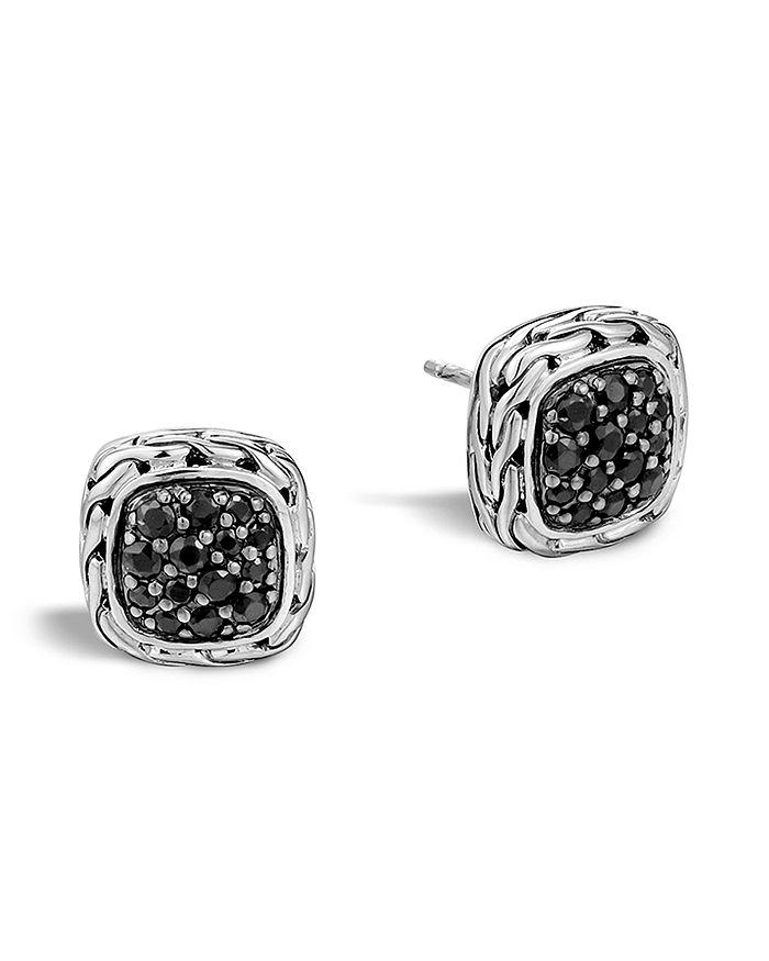 John Hardy "Kali Lava" Small Square Stud Earrings with Black Sapphire