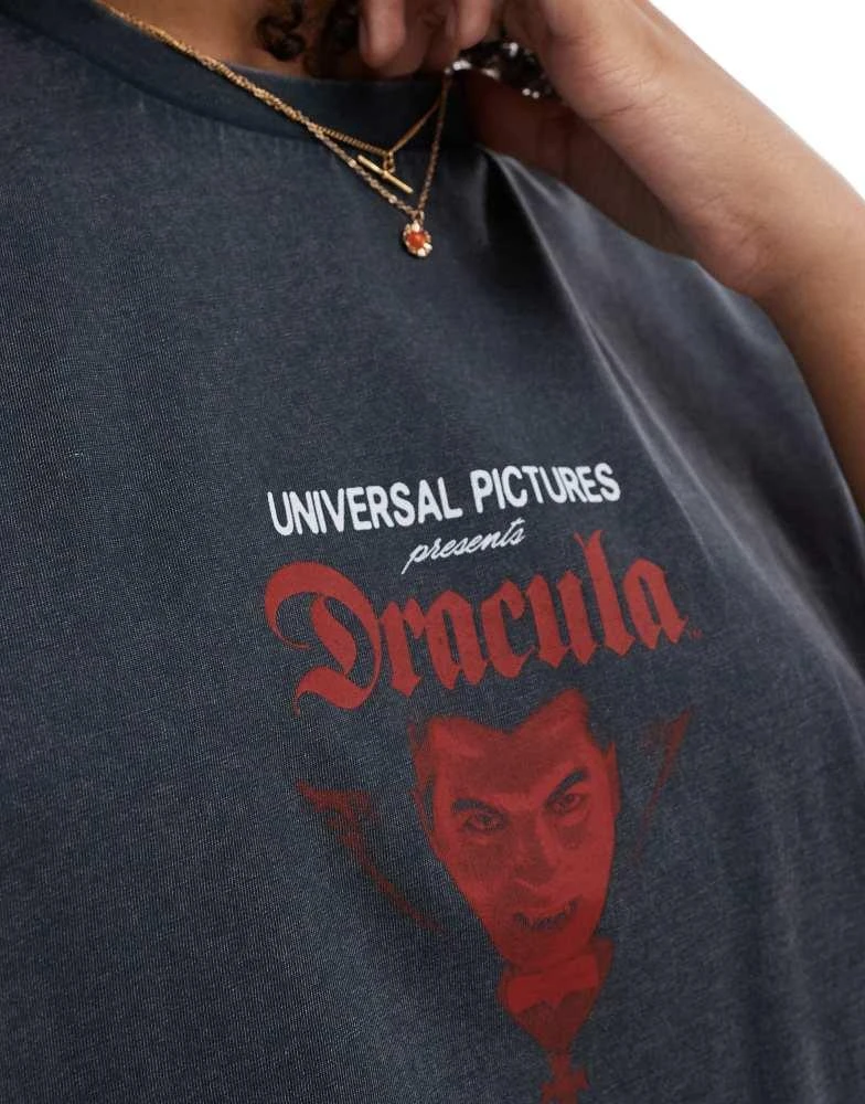 ASOS ASOS DESIGN Halloween unisex oversized t-shirt with Dracula prints in washed black 3