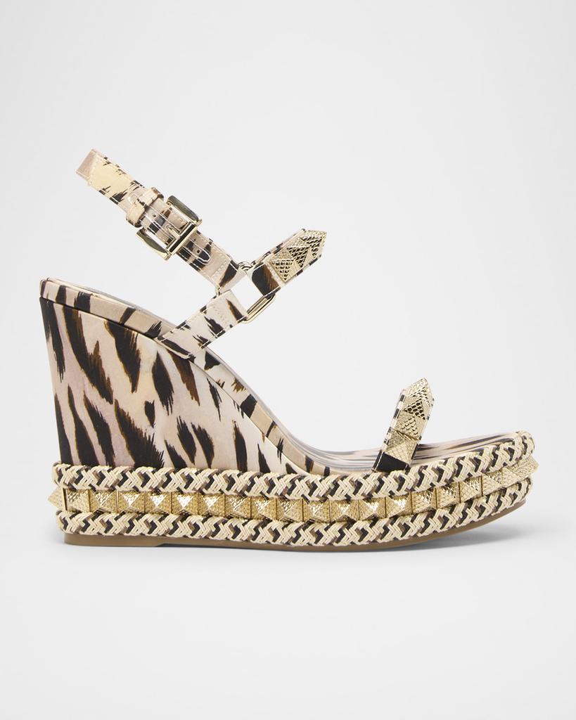 Christian Louboutin Pyraclou Leopard Spike Wedge Sandals