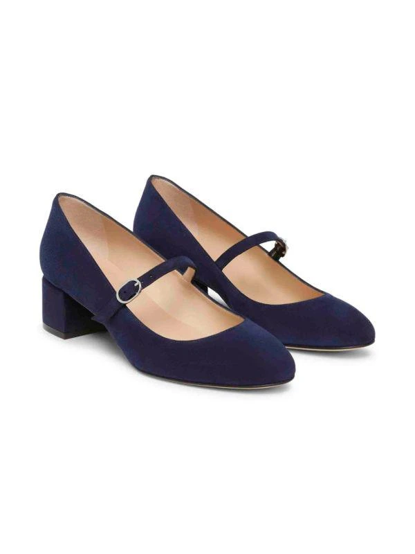 Stuart Weitzman 45MM Gabby Block Heel Suede Mary Jane Pumps 4