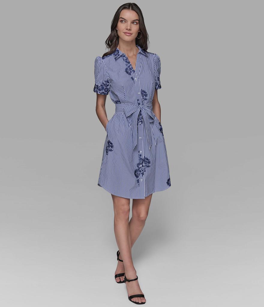 Karl Lagerfeld Paris EMBROIDERED BELTED SHIRT DRESS