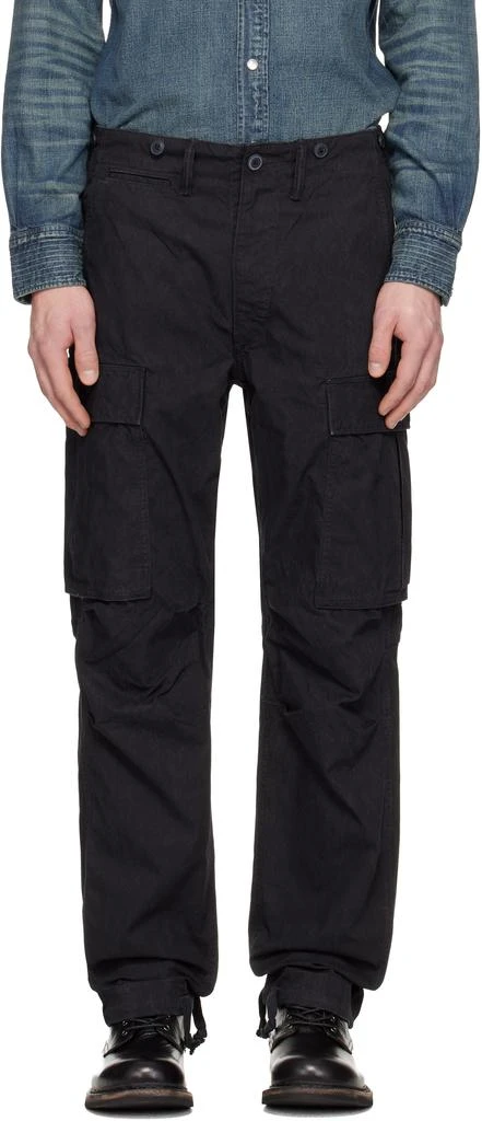 RRL Black Surplus Poplin Cargo Pants