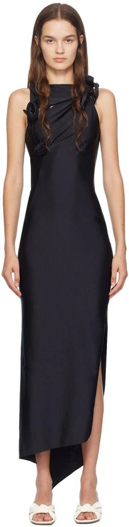 COPERNI Black Asymmetric Flower Maxi Dress 1