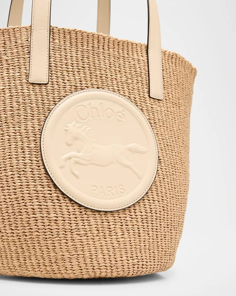 Chloé Large Horse Medal Basket Tote Bag in Paper and Leather 6
