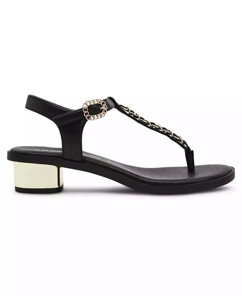 Anne Klein Women's Tessa T Strap Chain Block Heel Dress Sandals 2