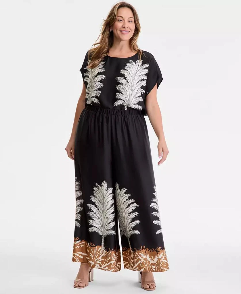 Vince Camuto Plus Size Printed Pull-On Wide-Leg Pants 1