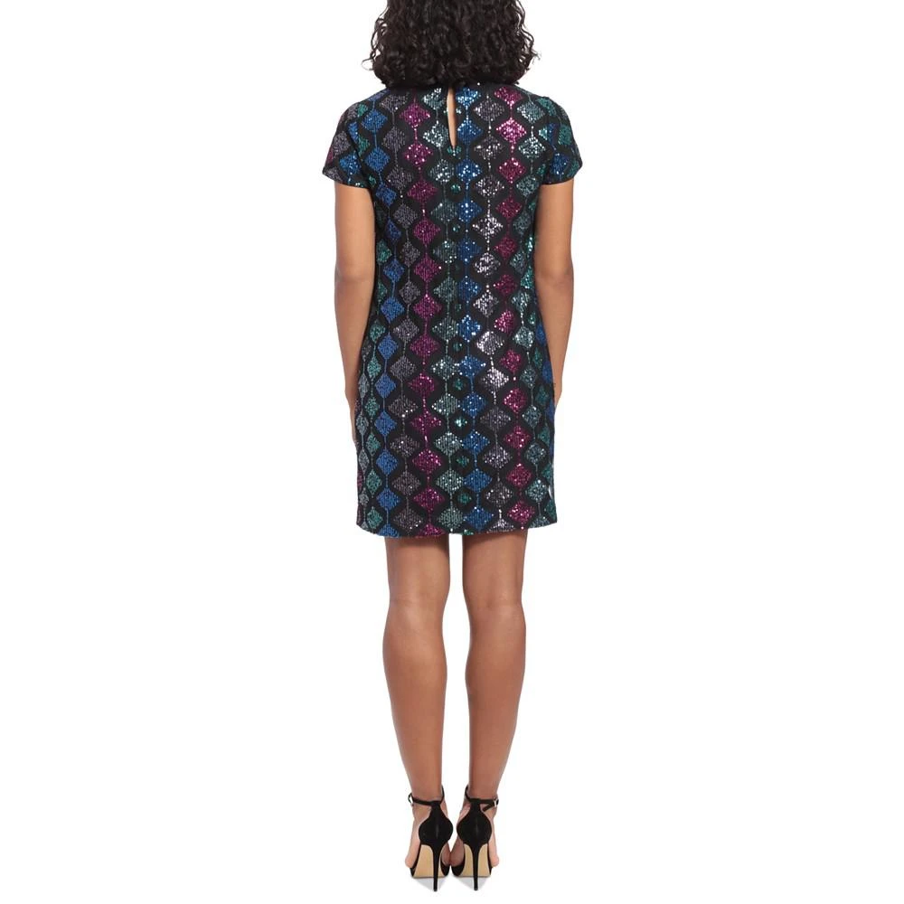 London Times Petite Short-Sleeve A-Line Sequin Dress 2