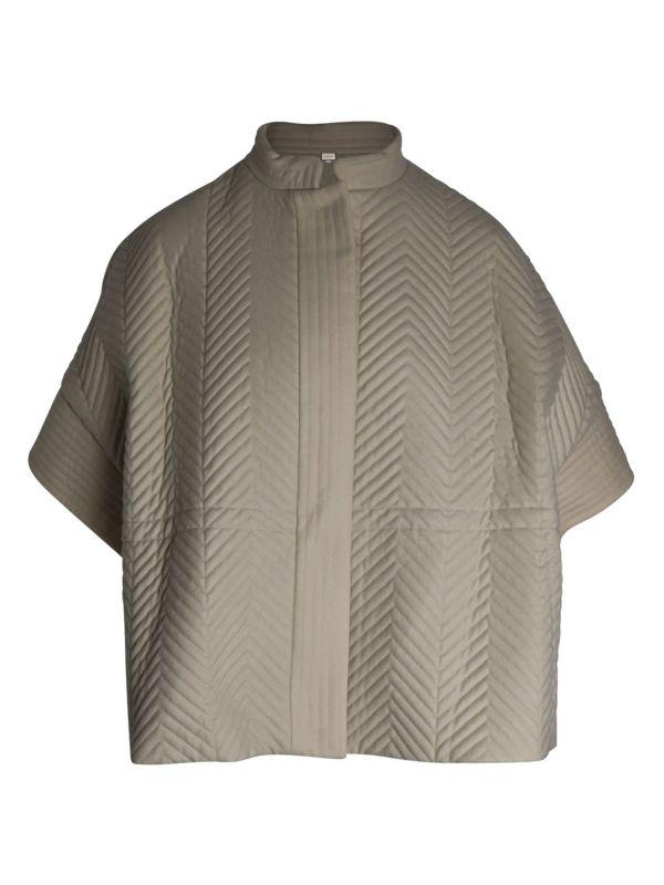 Gucci Gucci Chevron-Quilted Crop-Sleeve Jacket In Cream Wool