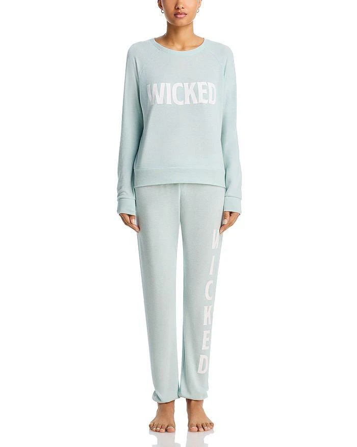 AQUA Long Sleeve Crew Neck Wicked Pajama Set - Exclusive 5