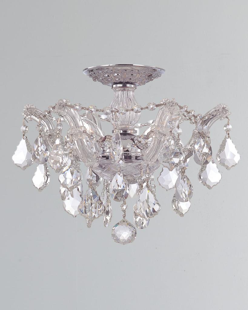 Crystorama Maria Theresa Hand-Cut 3-Light Clear Crystal Semi Flush
