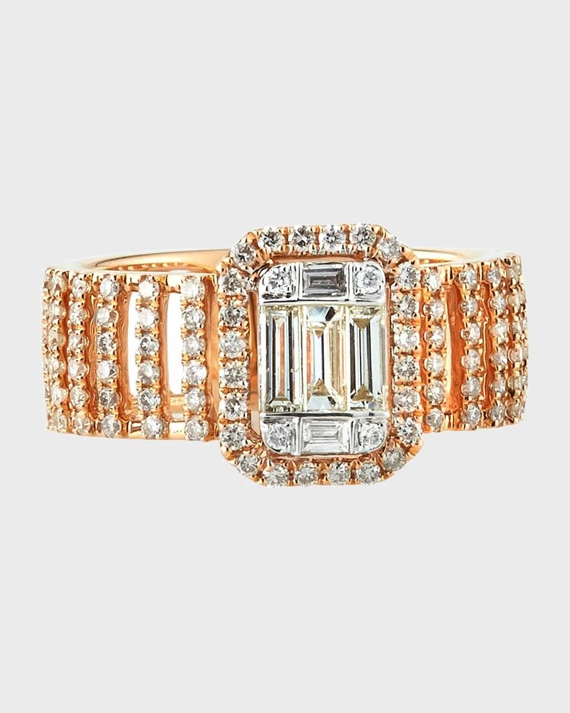 Andreoli 18k Pave & Baguette Wide Diamond Ring, Size 7 1