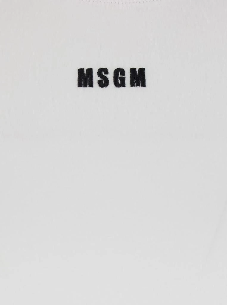 Msgm White T-Shirt With Embroidered Logo On The Front And Contrasting Edges In Cotton Woman 3