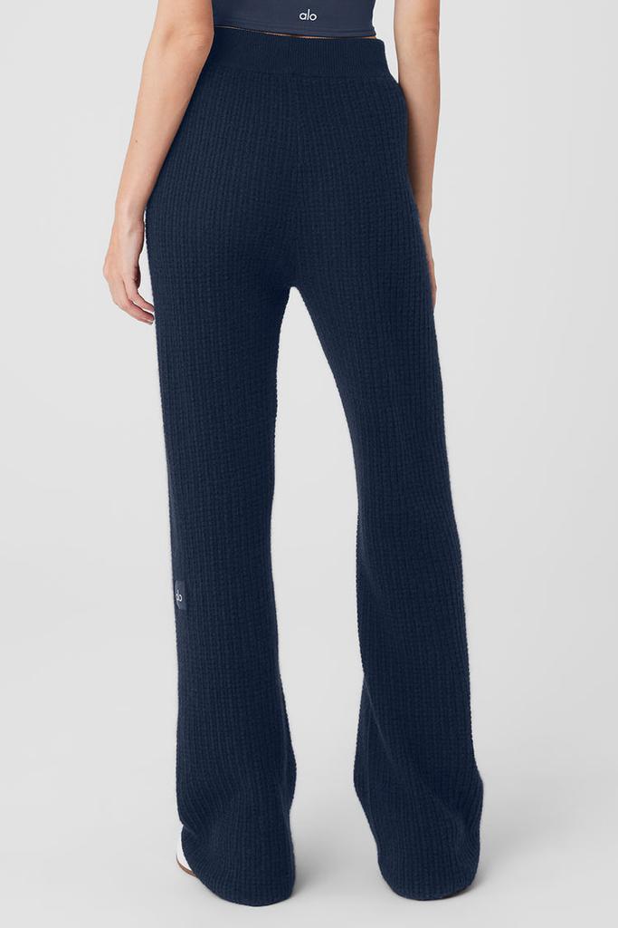 Alo Cashmere High-Waist Plush Waffle Pant - Celestial Blue Heather