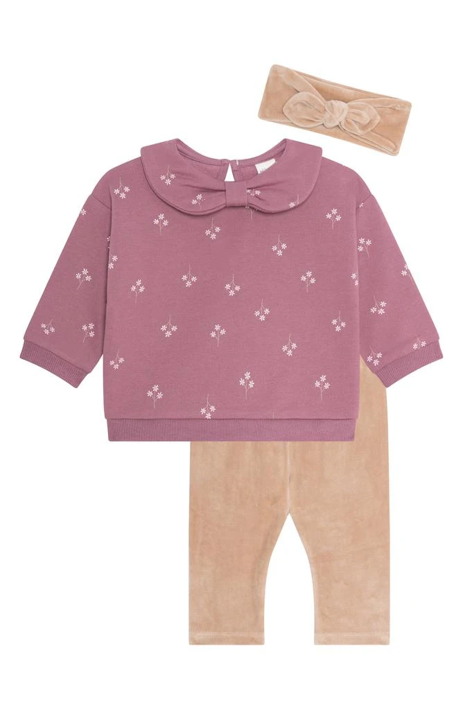PL Baby by Petit Lem Peter Pan Collar Top, Velour Leggings 
Headband Set