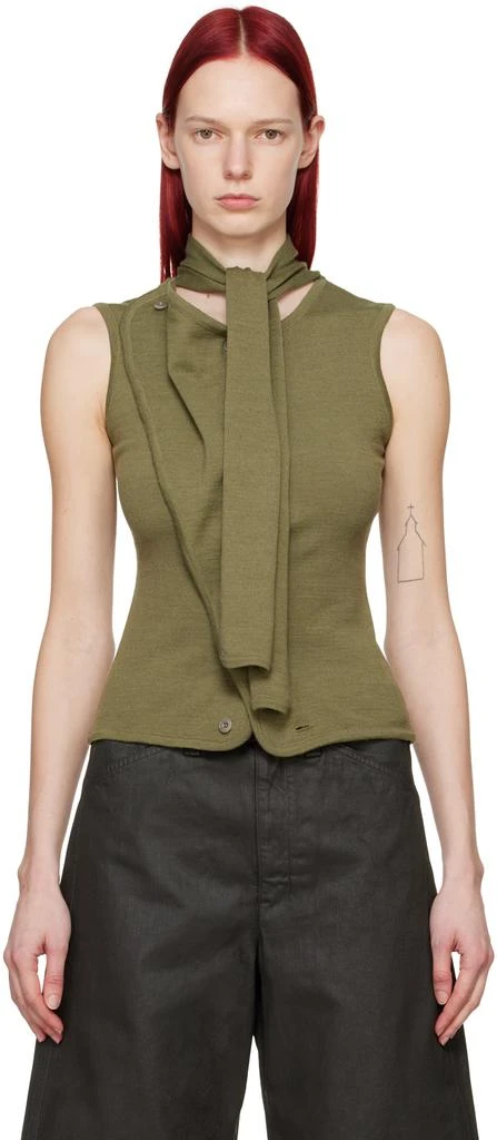 Lemaire Green Asymmetrical Cardigan 1