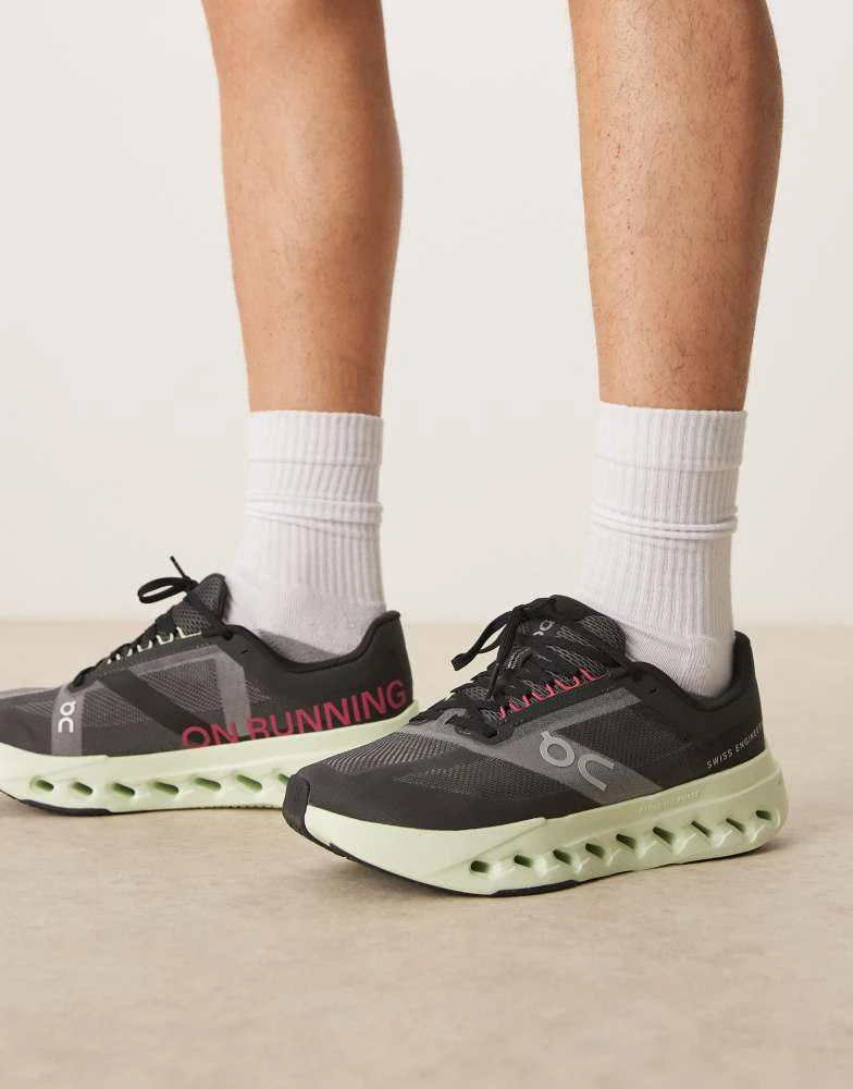 On ON Cloudsurfer Next running trainers in black and lime green 1