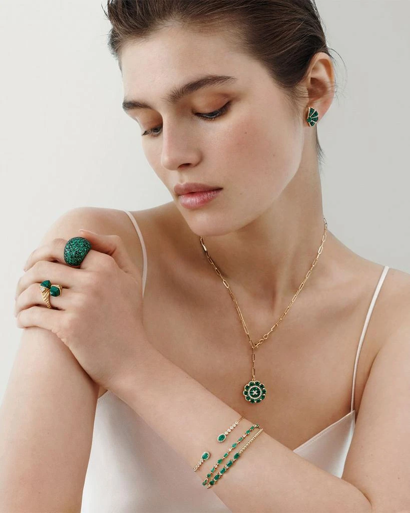 Bloomingdale
s Malachite, Emerald, 
Diamond Fan Stud Earrings in 14K Yellow Gold 5