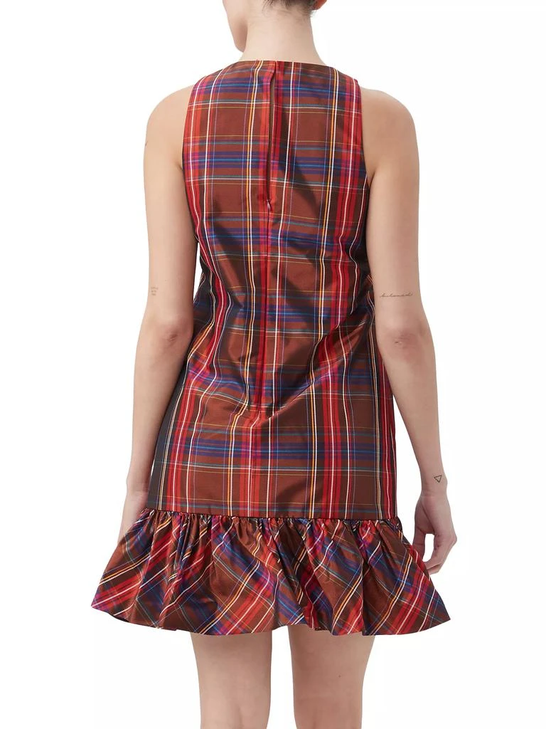 Trina Turk Berry Plaid Puff-Hem Dress 4